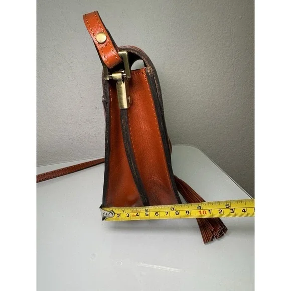 Patricia Nash Brinlee Leather Saddle Crossbody Bag Tassel Brown Cinnamon Tooled - Picture 15 of 16